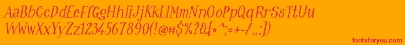 Ruffiano18-Schriftart – Rote Schriften auf orangefarbenem Hintergrund