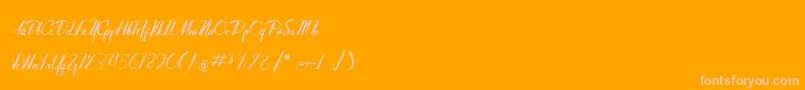 AdventureOfTheOldGiant-fontti – vaaleanpunaiset fontit oranssilla taustalla