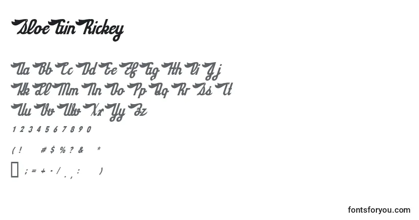 Czcionka SloeGinRickey – alfabet, cyfry, specjalne znaki