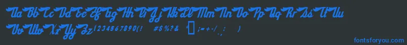 フォントSloeGinRickey – 黒い背景に青い文字