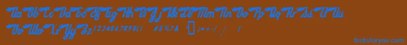 フォントSloeGinRickey – 茶色の背景に青い文字