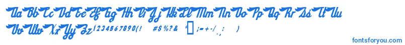 フォントSloeGinRickey – 白い背景に青い文字