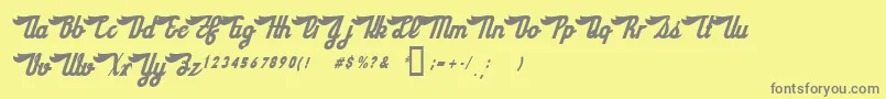 SloeGinRickey-fontti – harmaat kirjasimet keltaisella taustalla