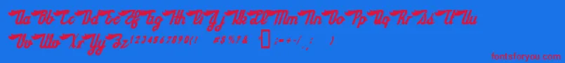 フォントSloeGinRickey – 赤い文字の青い背景