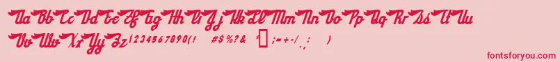 フォントSloeGinRickey – ピンクの背景に赤い文字