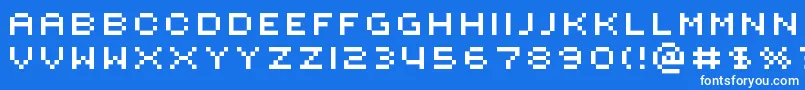 フォントRotorcapExtended – 青い背景に白い文字