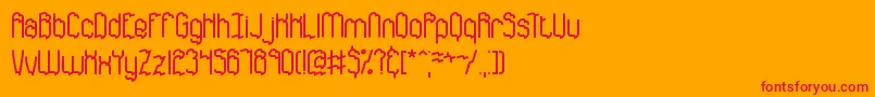 Discorda-Schriftart – Rote Schriften auf orangefarbenem Hintergrund