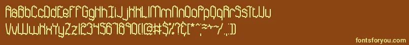 Discorda-fontti – keltaiset fontit ruskealla taustalla