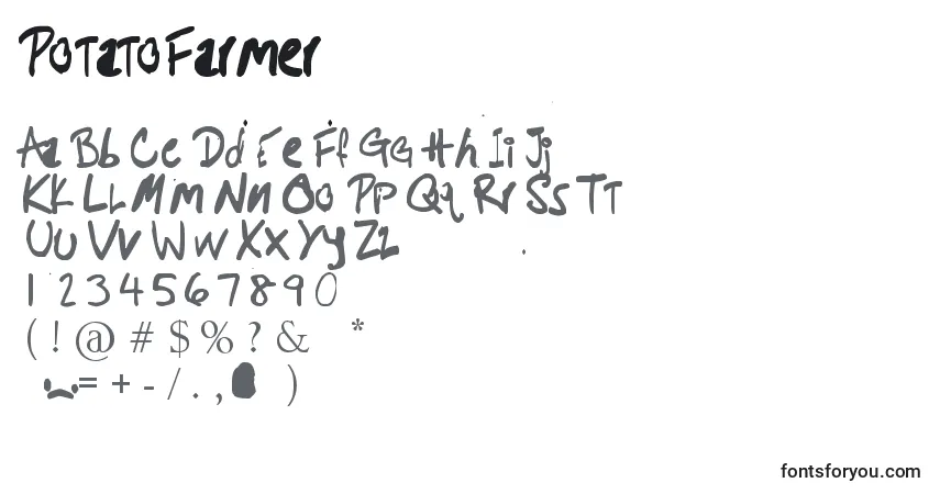 Czcionka PotatoFarmer – alfabet, cyfry, specjalne znaki