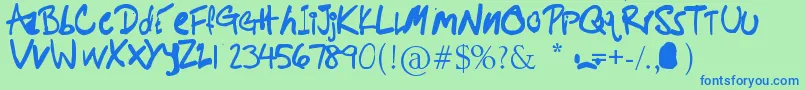 フォントPotatoFarmer – 青い文字は緑の背景です。