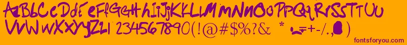 PotatoFarmer-Schriftart – Violette Schriften auf orangefarbenem Hintergrund