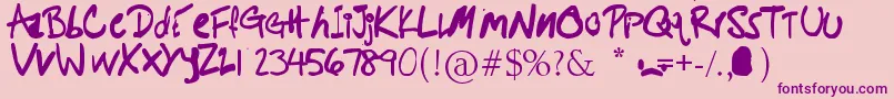 PotatoFarmer-Schriftart – Violette Schriften auf rosa Hintergrund