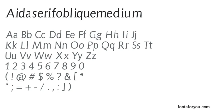 Шрифт Aidaserifobliquemedium – алфавит, цифры, специальные символы