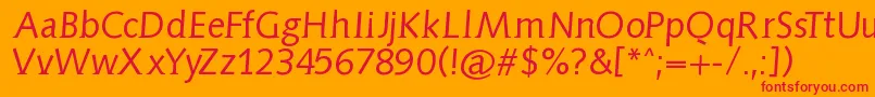 Aidaserifobliquemedium-Schriftart – Rote Schriften auf orangefarbenem Hintergrund