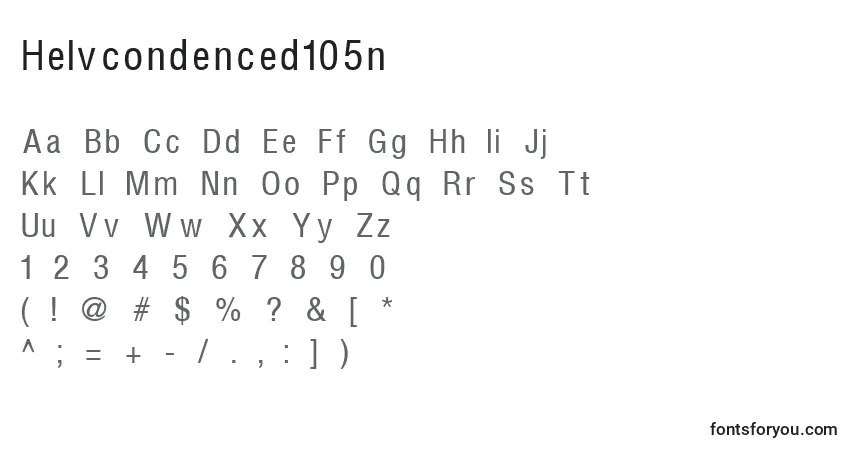 Czcionka Helvcondenced105n – alfabet, cyfry, specjalne znaki