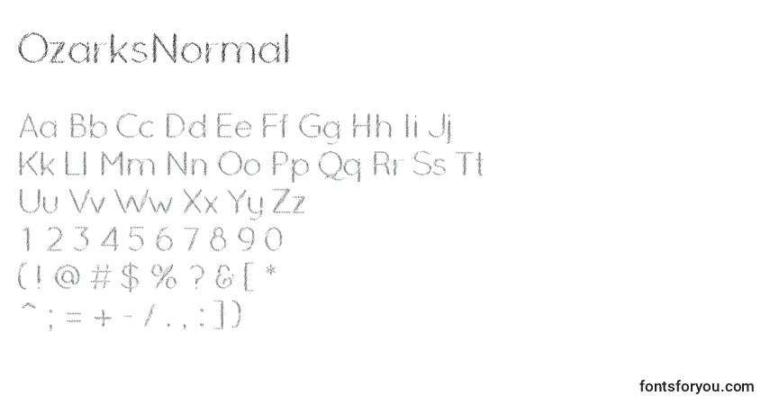 A fonte OzarksNormal – alfabeto, números, caracteres especiais