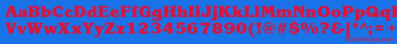 KorinnablackbttBold-Schriftart – Rote Schriften auf blauem Hintergrund