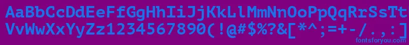 Ptm75fW-fontti – siniset fontit violetilla taustalla