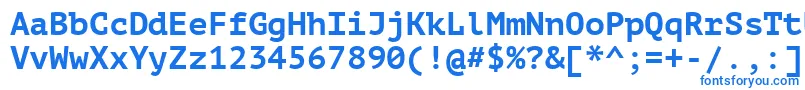 フォントPtm75fW – 白い背景に青い文字