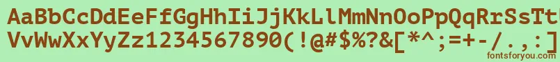 Ptm75fW-fontti – ruskeat fontit vihreällä taustalla