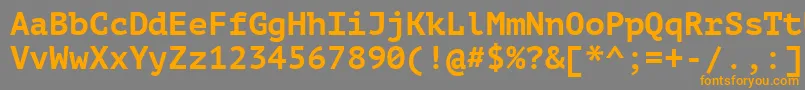 フォントPtm75fW – オレンジの文字は灰色の背景にあります。