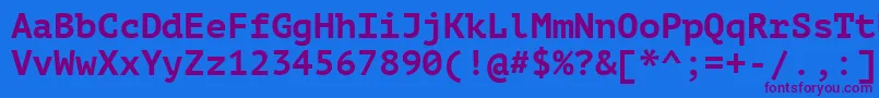 Ptm75fW Font – Purple Fonts on Blue Background