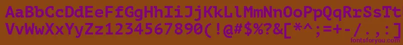 Ptm75fW-fontti – violetit fontit ruskealla taustalla