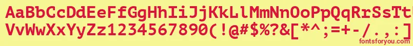 Ptm75fW-Schriftart – Rote Schriften auf gelbem Hintergrund