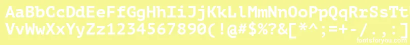 Ptm75fW-fontti – valkoiset fontit keltaisella taustalla