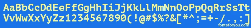Ptm75fW-fontti – keltaiset fontit sinisellä taustalla