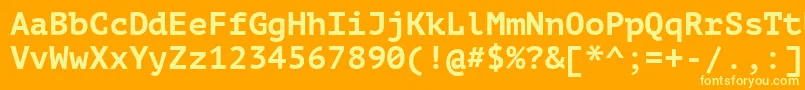 Ptm75fW-fontti – keltaiset fontit oranssilla taustalla