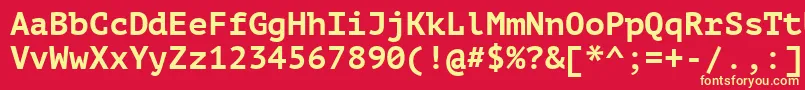 フォントPtm75fW – 黄色の文字、赤い背景