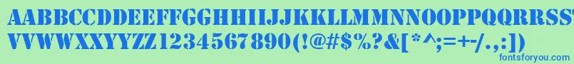 Stencildee Font – Blue Fonts on Green Background