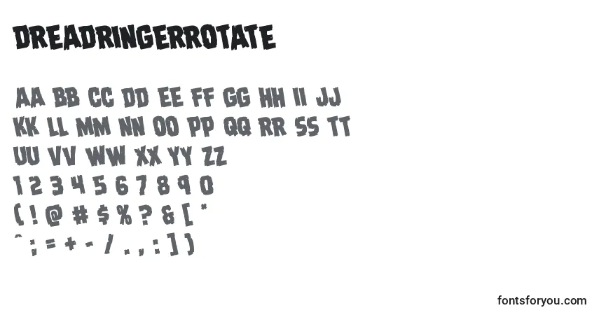 Schriftart Dreadringerrotate – Alphabet, Zahlen, spezielle Symbole