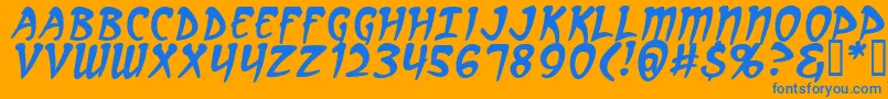 ArcanumI-fontti – siniset fontit oranssilla taustalla