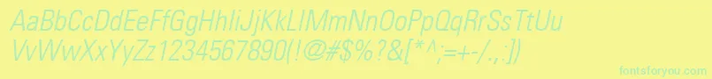 Czcionka PartnercondensedlightOblique – zielone czcionki na żółtym tle