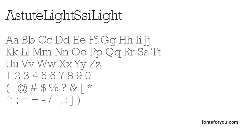 Fuente AstuteLightSsiLight - alfabeto, números, caracteres especiales