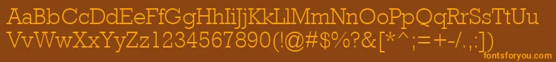 フォントAstuteLightSsiLight – オレンジ色の文字が茶色の背景にあります。