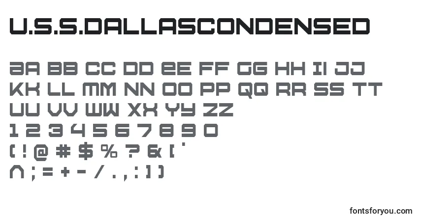 A fonte U.S.S.DallasCondensed – alfabeto, números, caracteres especiais