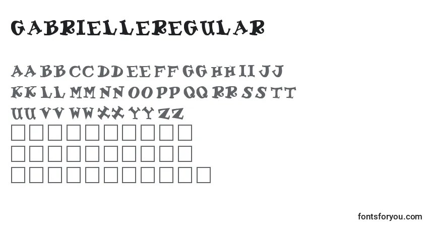 Schriftart GabrielleRegular – Alphabet, Zahlen, spezielle Symbole
