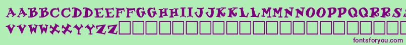フォントGabrielleRegular – 緑の背景に紫のフォント