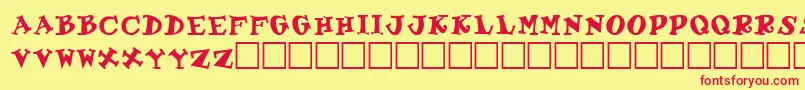 GabrielleRegular-fontti – punaiset fontit keltaisella taustalla