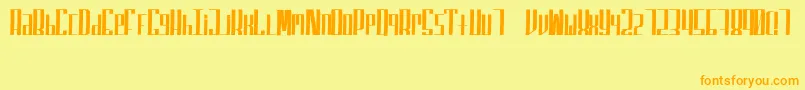 フォントSuperfuckedSmall – オレンジの文字が黄色の背景にあります。