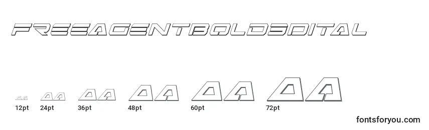 Tamanhos de fonte Freeagentbold3Dital