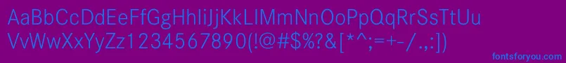 フォントCorporateSW15Light – 紫色の背景に青い文字