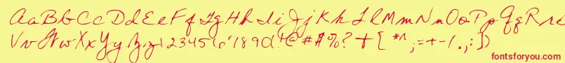 フォントLehn197 – 赤い文字の黄色い背景