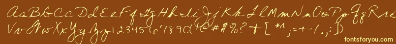 Lehn197-fontti – keltaiset fontit ruskealla taustalla