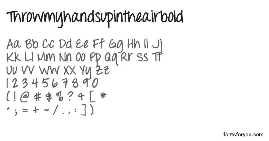 A fonte Throwmyhandsupintheairbold – alfabeto, números, caracteres especiais