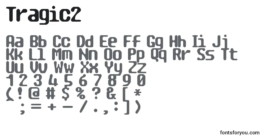 A fonte Tragic2 – alfabeto, números, caracteres especiais