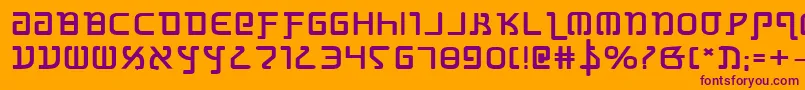 GrimlordBoldExpanded-Schriftart – Violette Schriften auf orangefarbenem Hintergrund